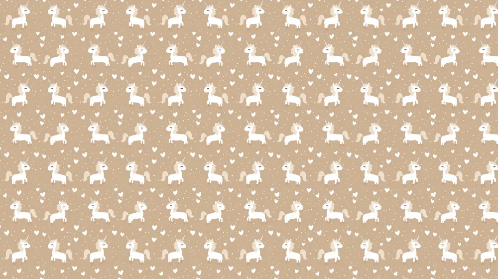 Papel de parede crianç com padrões | Unicórnios fofos em fundo taupe