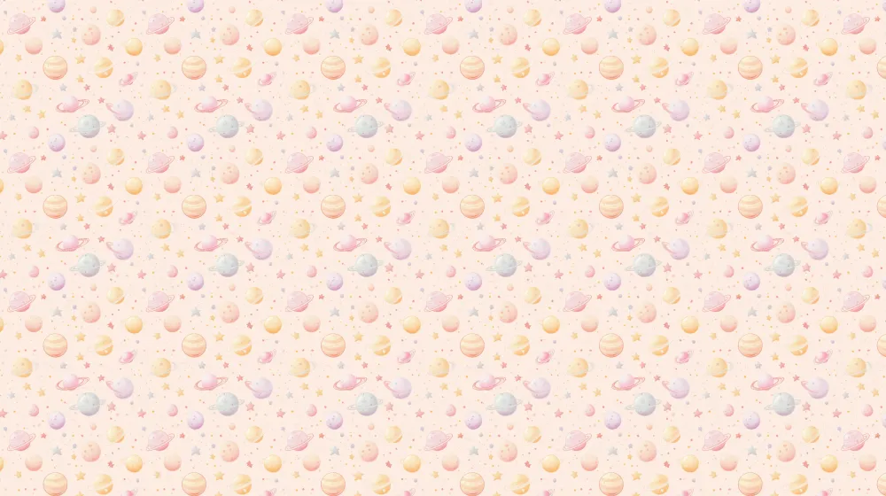 Papel de parede crianç com padrões | Universo pastel com planetas e estrelas