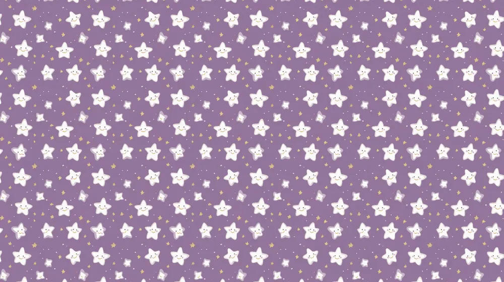 Papel de parede crianç com padrão | Estrelas sorridentes em fundo violeta