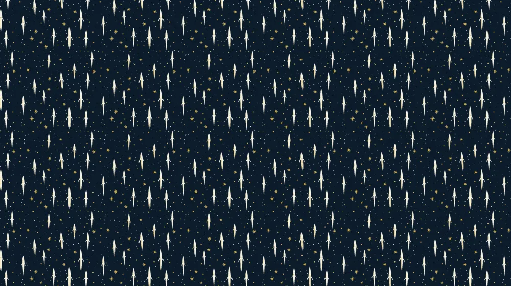 Papel de parede crianç com padrão | Foguetes brancos em fundo azul noite estrelado