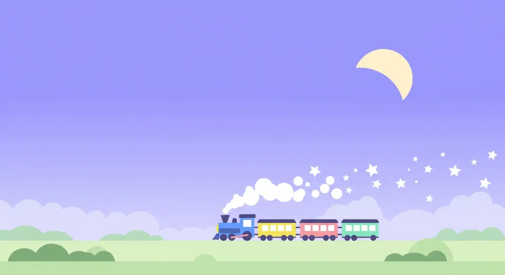 Papel de parede crianç | Comboio colorido viajar sob um céu estrelado