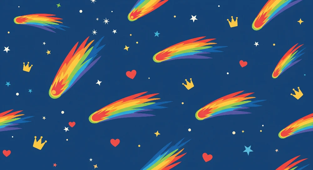 Papel de parede crianç | Cometas coloridos e estrelas em fundo azul noite