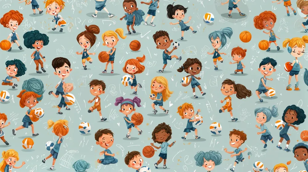 Papel de parede crianç desportiva | Ilustração lúdica