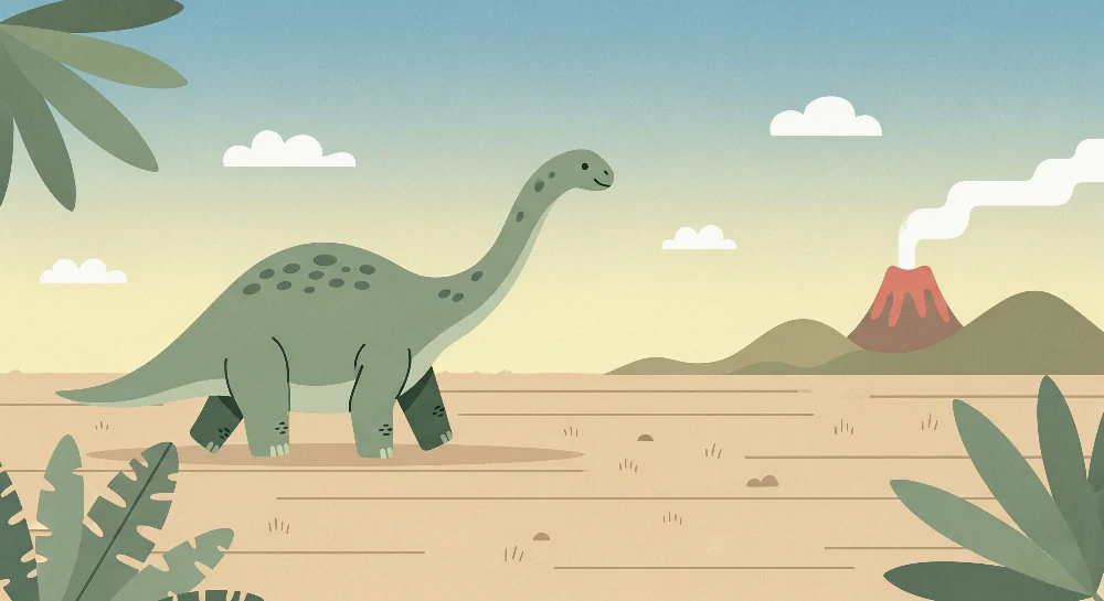 Papel de parede crianç | Dinossauro feliz e vulcão