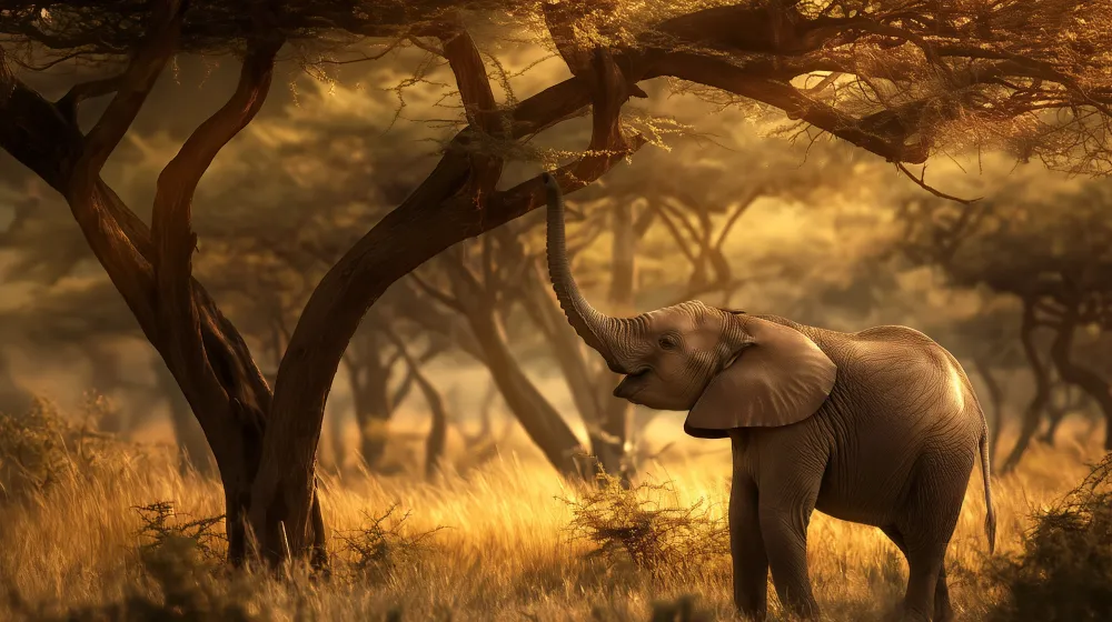 Papel de parede crianç | Elefante elementar na savana