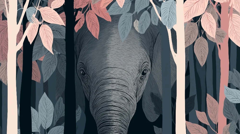Papel de parede crianç | Elefante misterioso na floresta