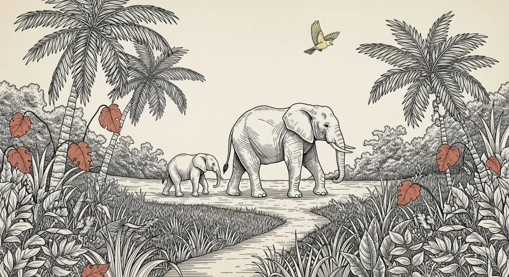 Papel de parede crianç | Elegantes elefantes em plena natureza