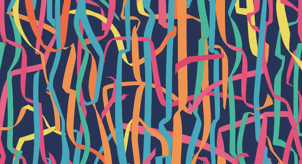Papel de parede crianç | Festa colorida com listras vivas em fundo azul