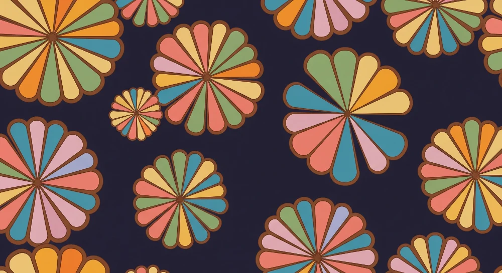 Papel de parede crianç | Flores multicoloridas e fundo escuro