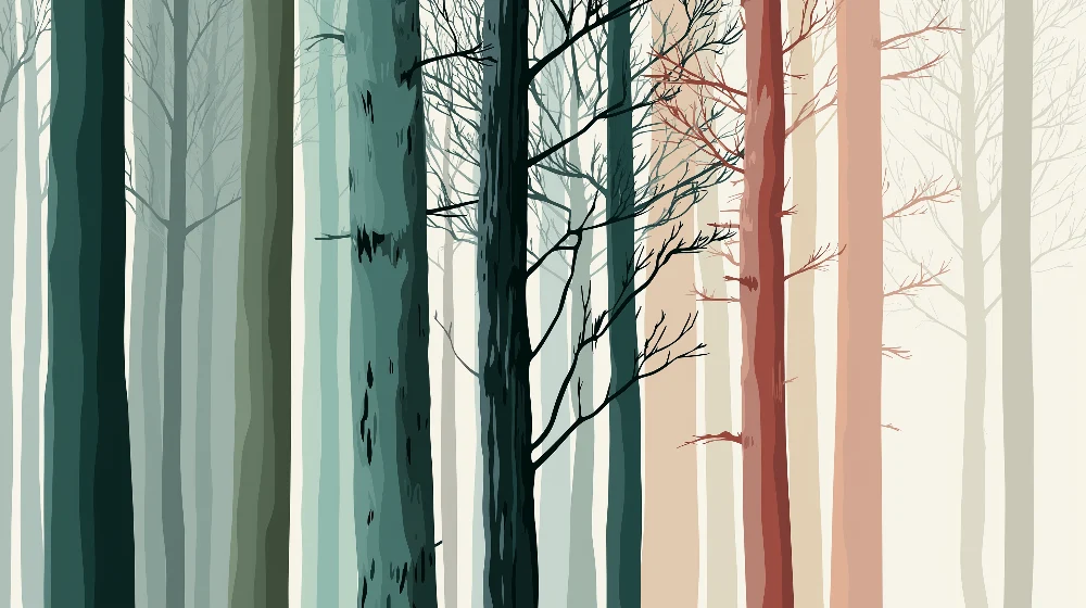 Papel de parede crianç | Floresta abstrata com árvores coloridas