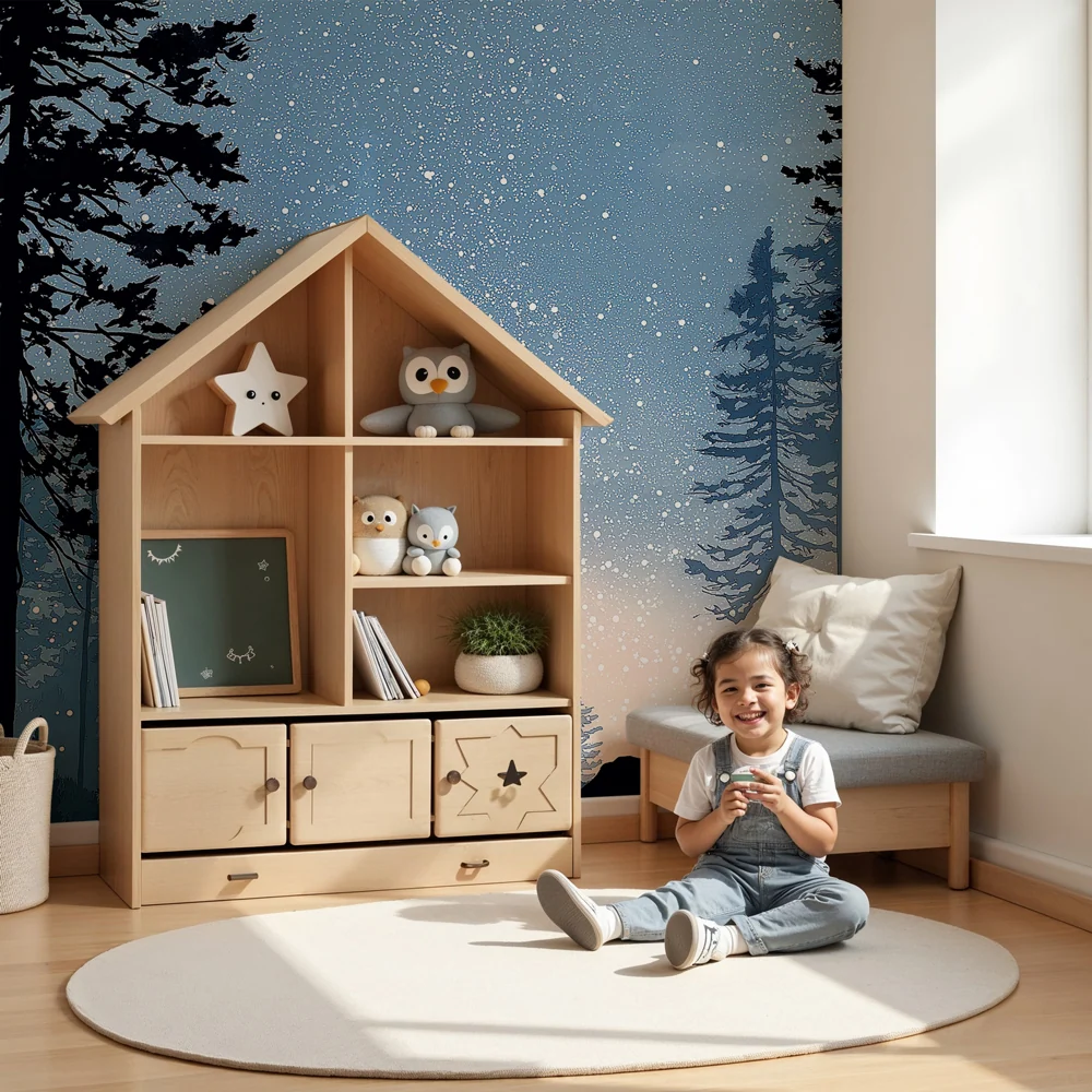 Papel de parede crianç | Floresta encantada sob neve