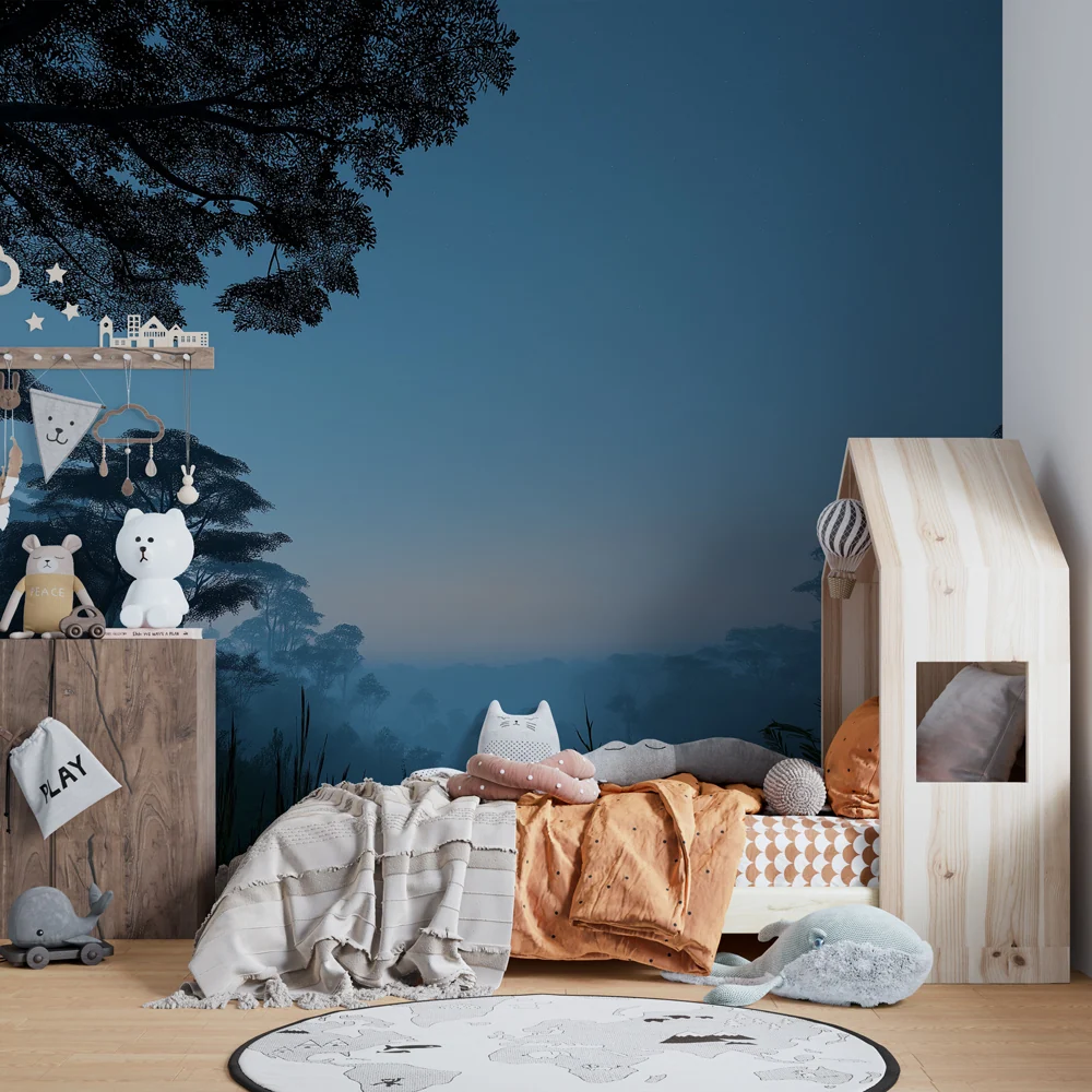 Papel de parede crianç | Floresta mágica noturna