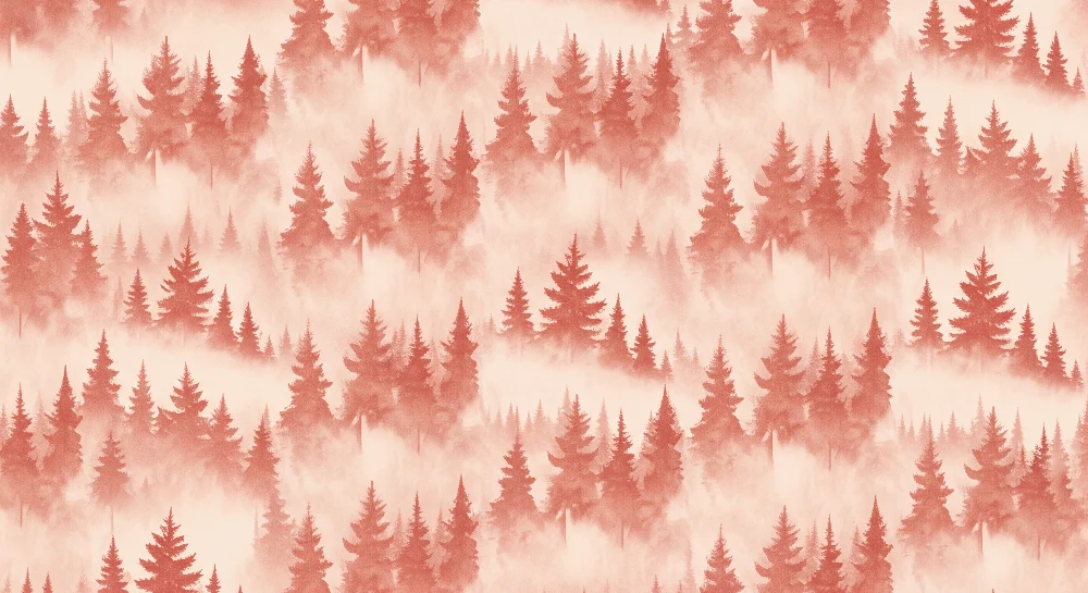 Papel de parede crianç | Floresta nebulosa em tons de terracota