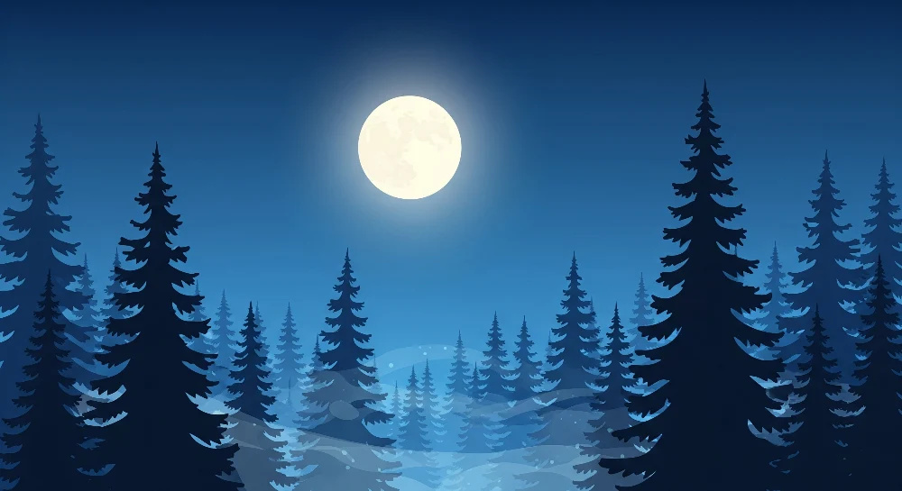 Papel de parede crianç | Floresta noturna sob lua cheia