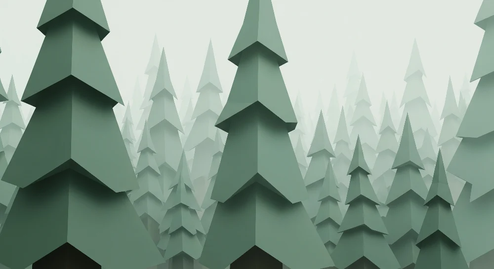 Papel de parede crianç | Floresta de pinheiros em papel com tons de verde