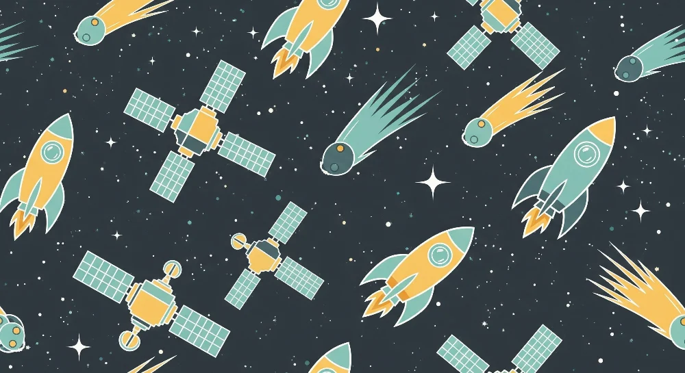 Papel de parede crianç | Foguetes e cometas num universo estrelado