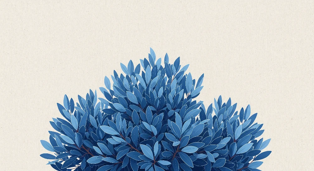 Papel de parede crianç | Folhagem azul calmante em fundo neutro