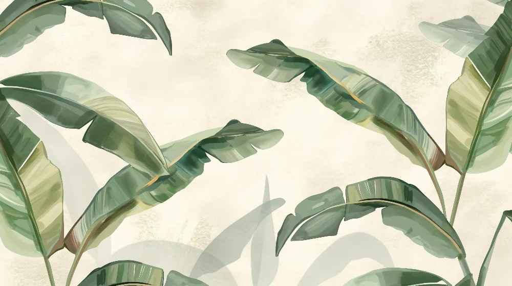 Papel de parede crianç | Folhas tropicais em fundo suave