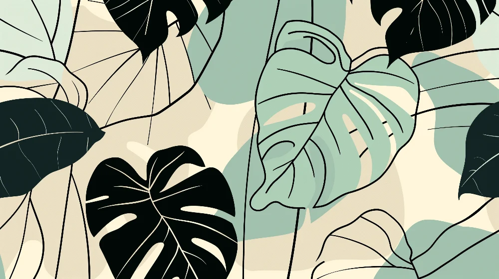 Papel de parede crianç | Folhas tropicais modernas tricolores