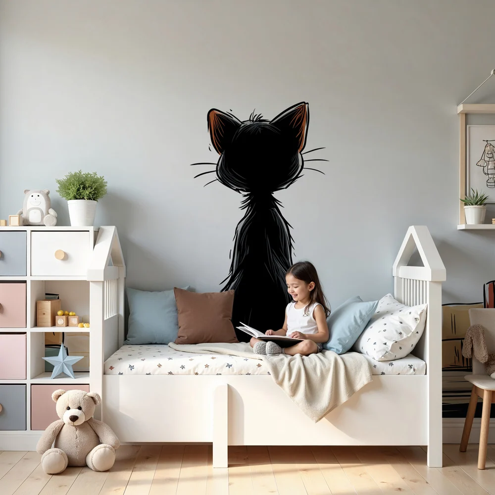 Papel de parede crianç | Gatinho curioso na janela