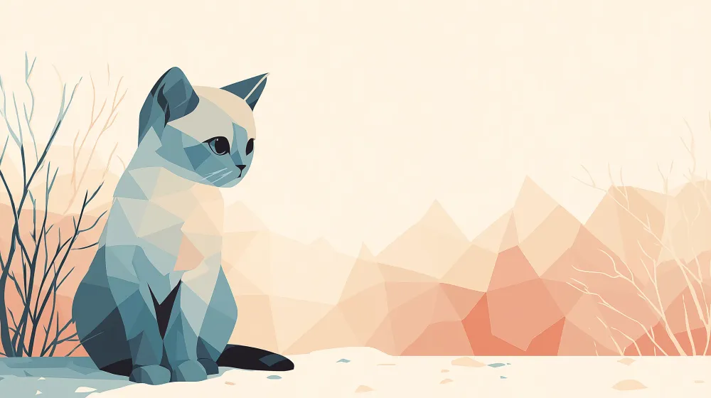 Papel de parede crianç | Gatinho geométrico num cenário suave