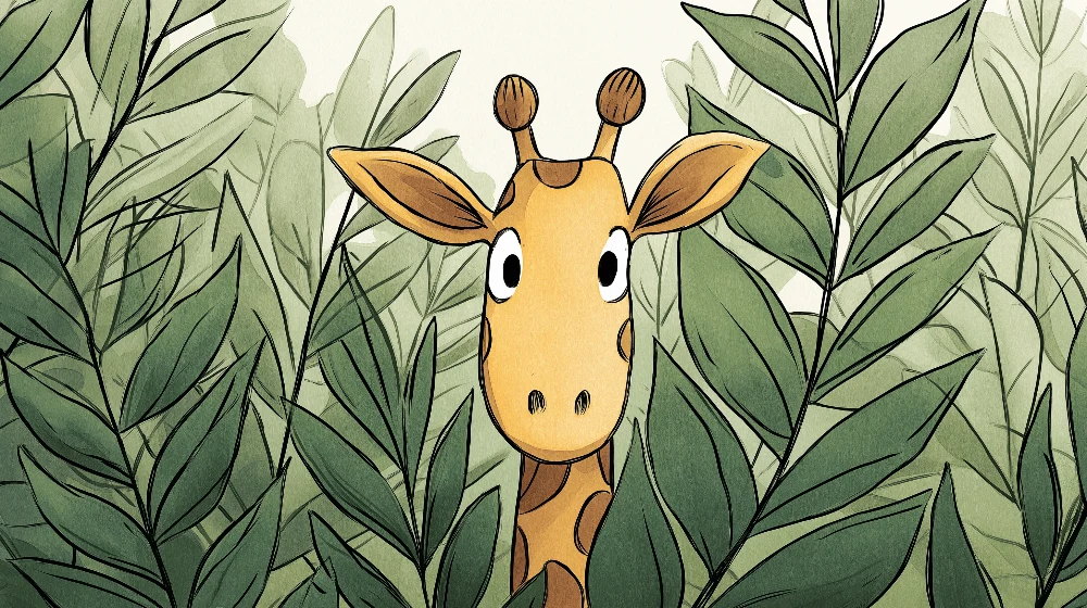 Papel de parede crianç | Girafa curiosa entre as folhagens