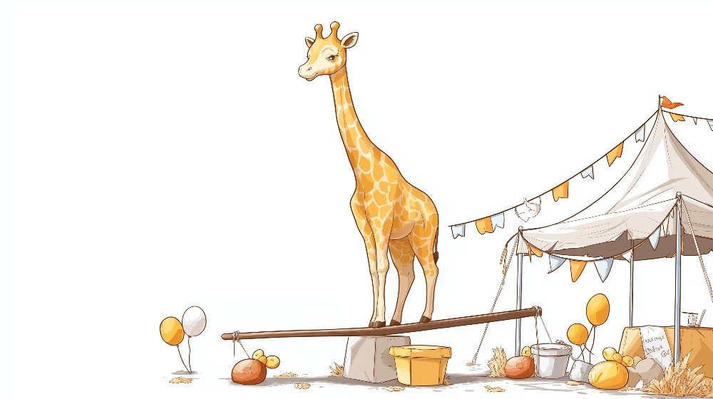 Papel de parede crianç | Girafa equilibrista sob um chapiteau de circo