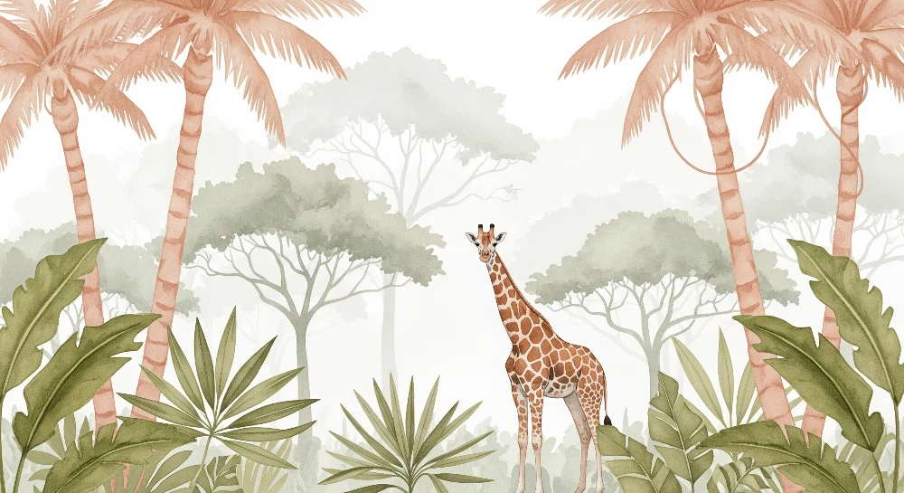 Papel de parede crianç | Girafa majestosa no coração da selva