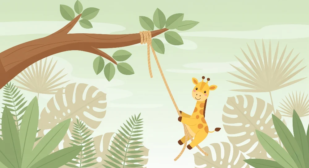 Papel de parede crianç | Girafa travessa na selva