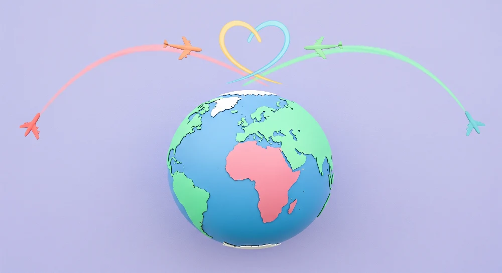 Papel de parede crianç | Globo terrestre e aviões coloridos em viagem