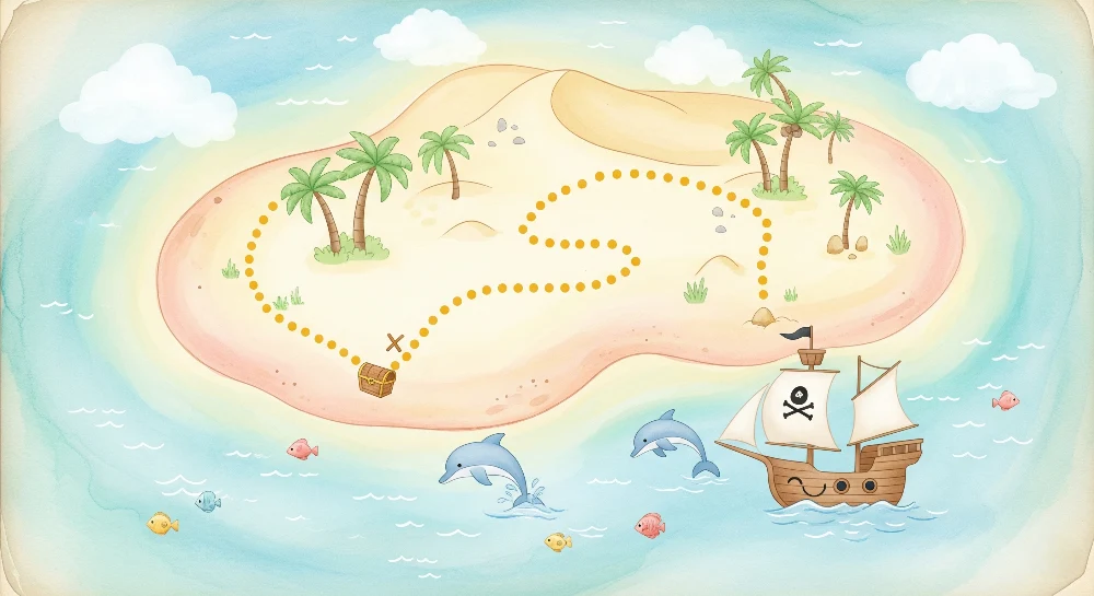 Papel de parede crianç | Ilha do tesouro e aventuras marítimas