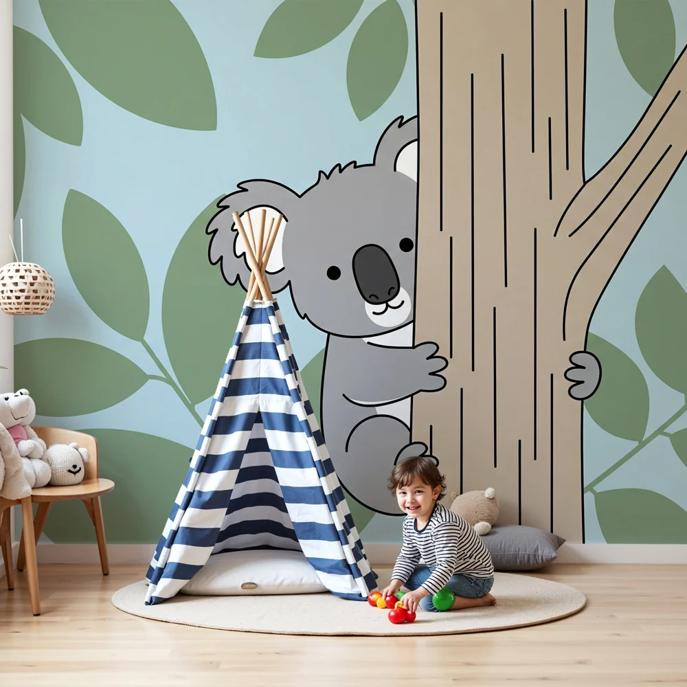 Papel de parede crianç | Koala brincar na natureza