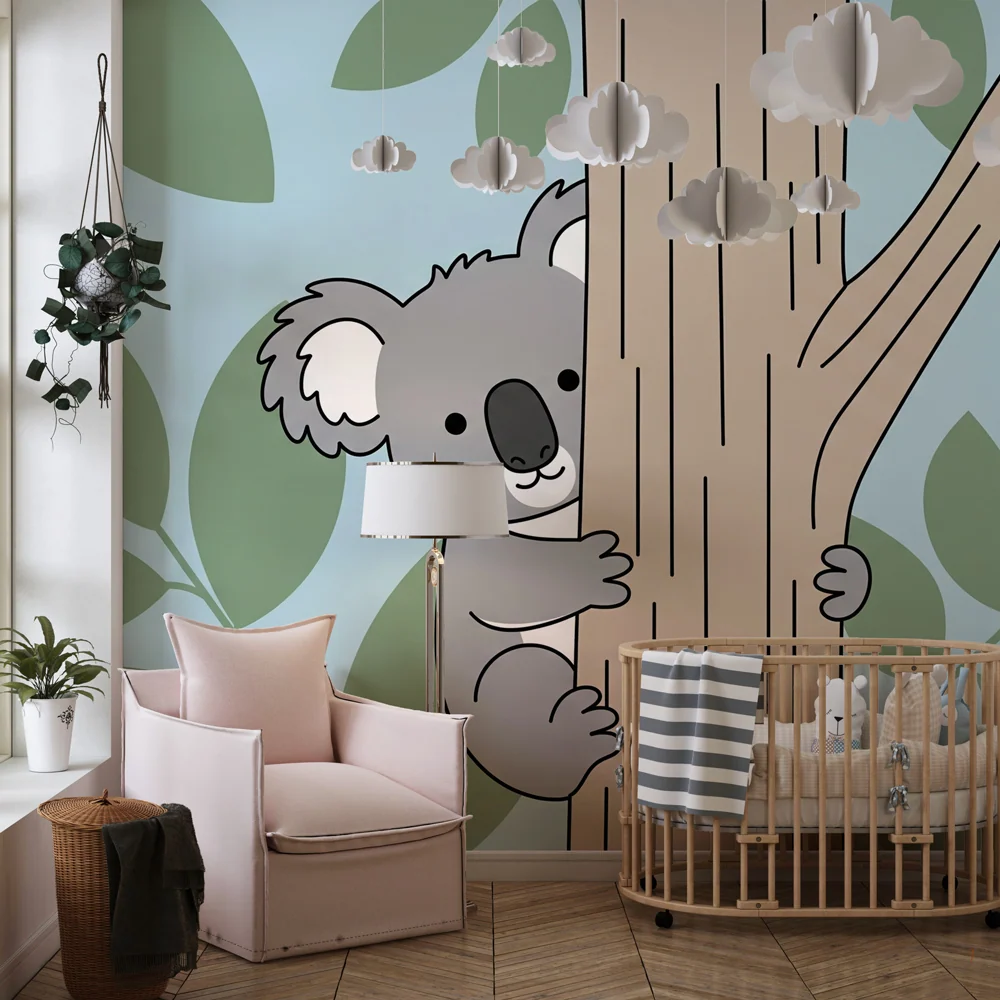Papel de parede crianç | Koala brincar na natureza