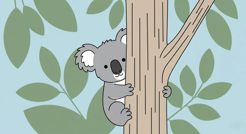Papel de parede crianç | Koala brincar na natureza