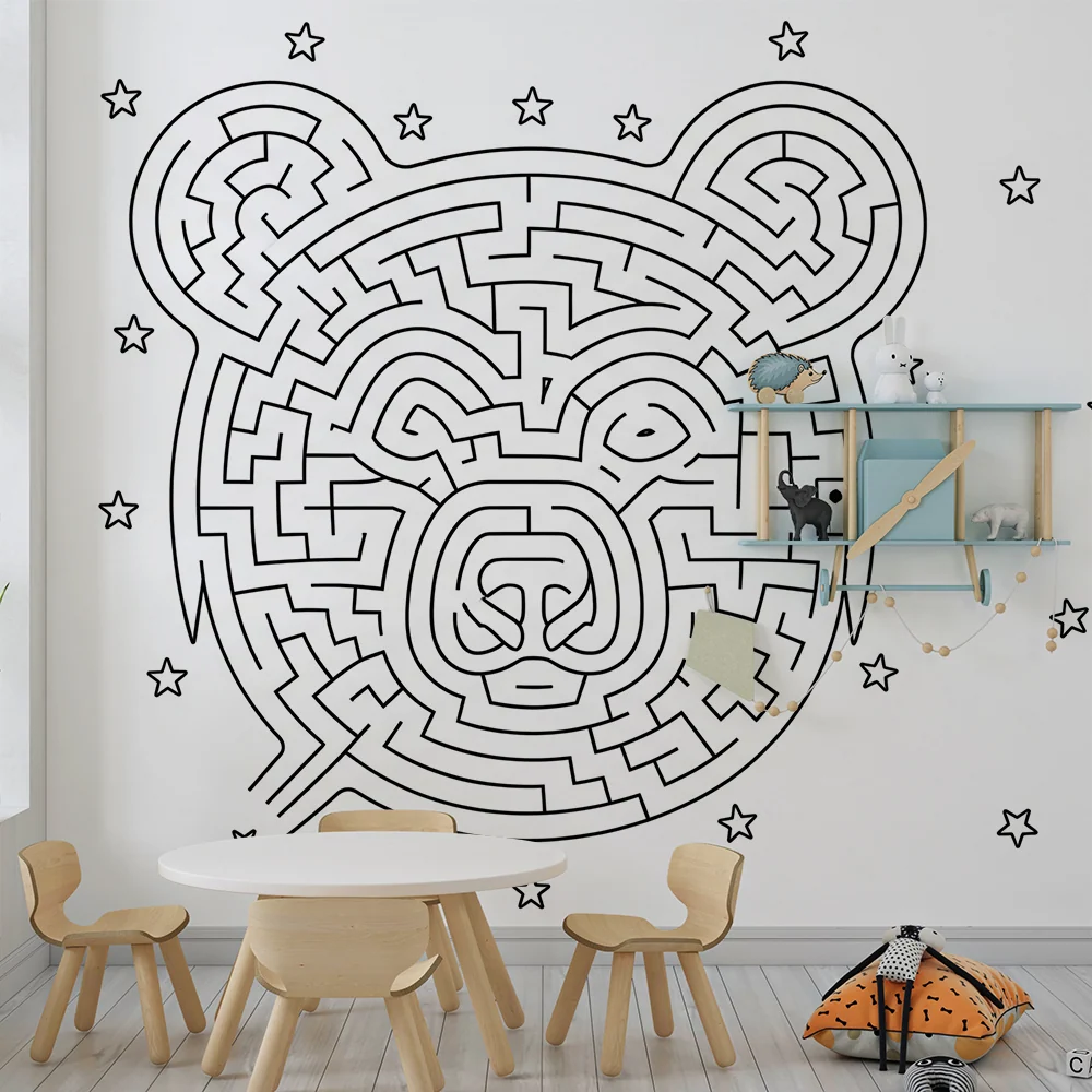 Papel de parede crianç | Labirinto em forma de urso com estrelas