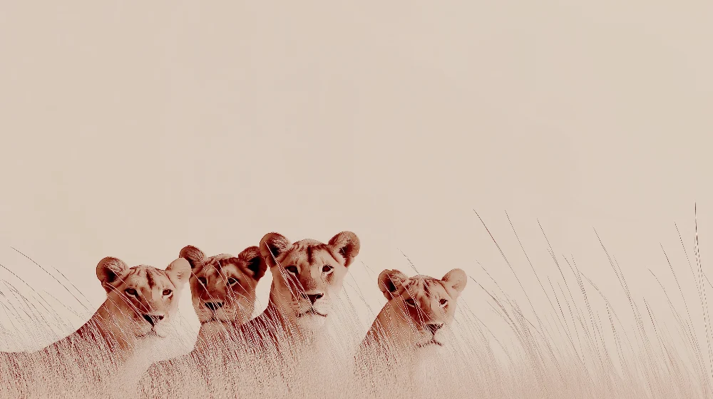 Papel de parede crianç | Leões majestosos no seu habitat natural