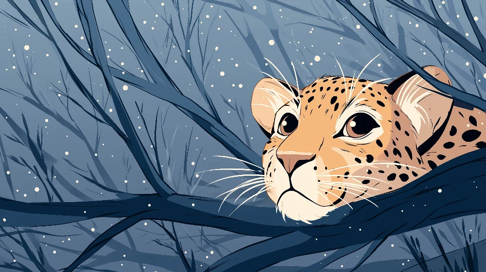 Papel de parede crianç | Leopardo curioso em uma paisagem nevada