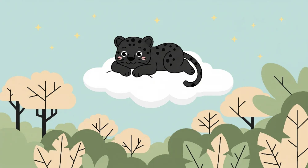 Papel de parede crianç | Leopardo fofo numa nuvem