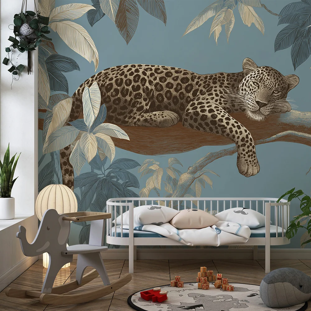Papel de parede crianç | Leopardo majestoso descansando na selva