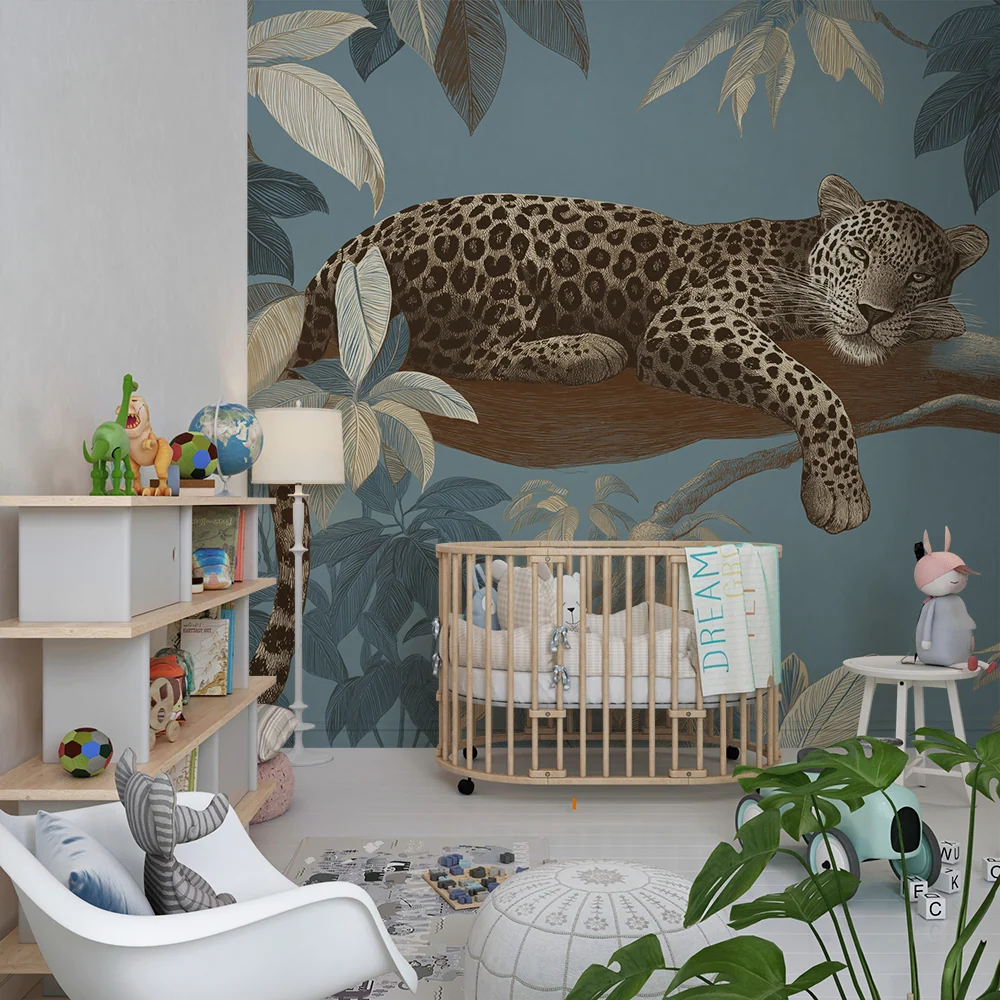Papel de parede crianç | Leopardo majestoso descansando na selva