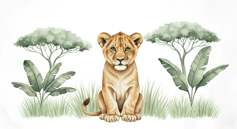 Papel de parede crianç | Leãozinho fofo na savana