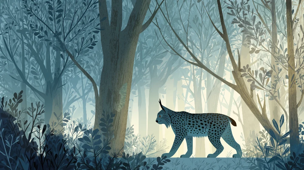 Papel de parede crianç | Lince majestoso numa floresta misteriosa