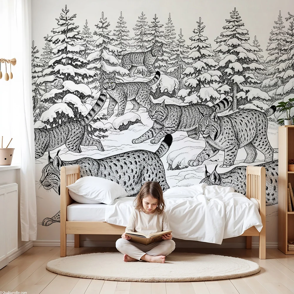 Papel de parede crianç | Lince majestoso em uma paisagem nevada