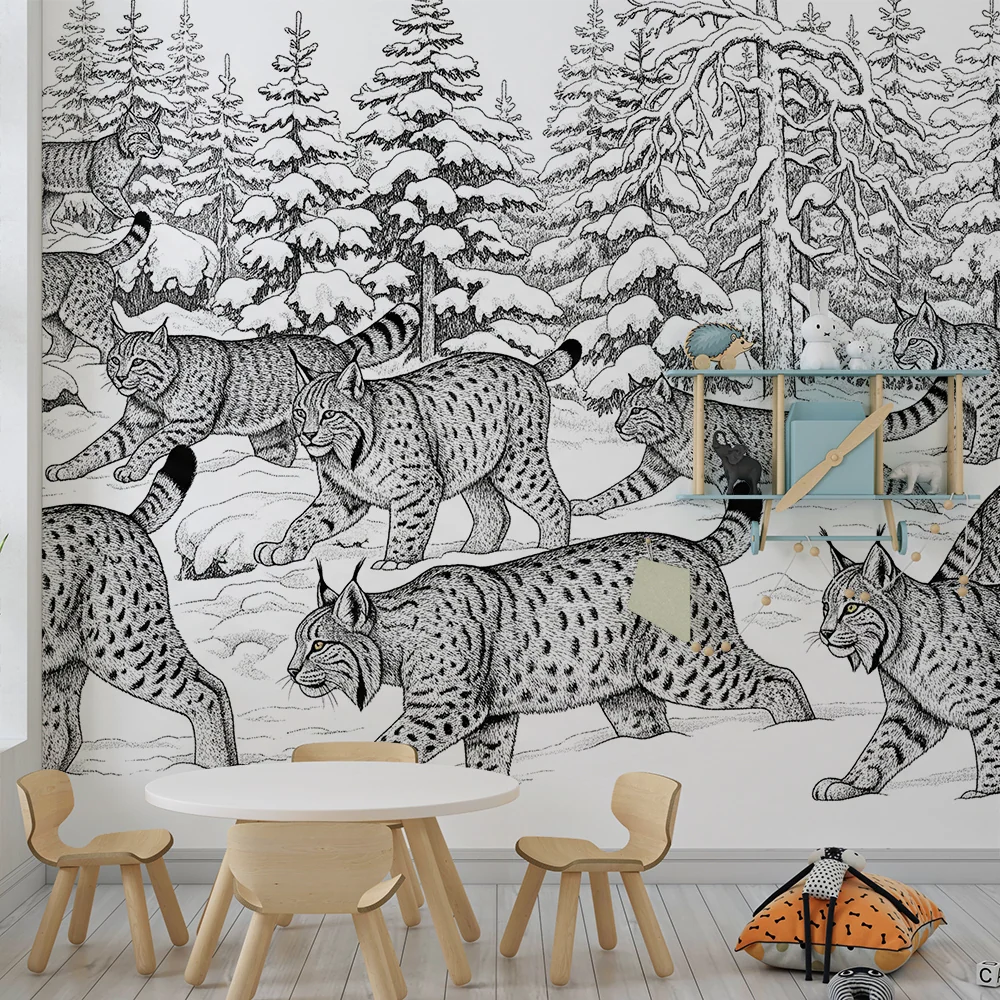 Papel de parede crianç | Lince majestoso em uma paisagem nevada