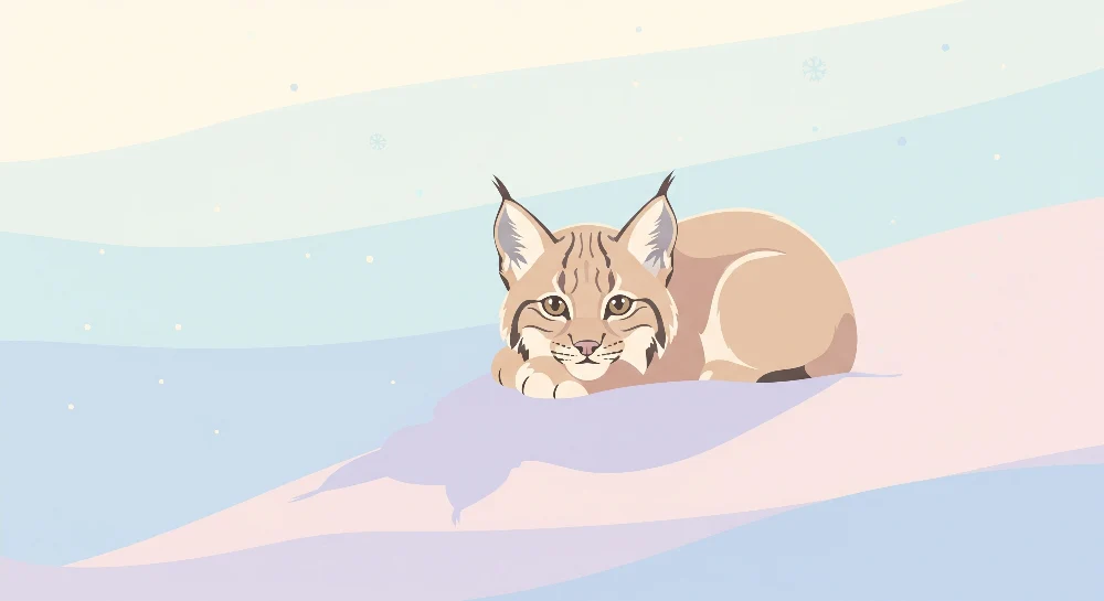 Papel de parede crianç | Lince tranquilo num fundo pastel