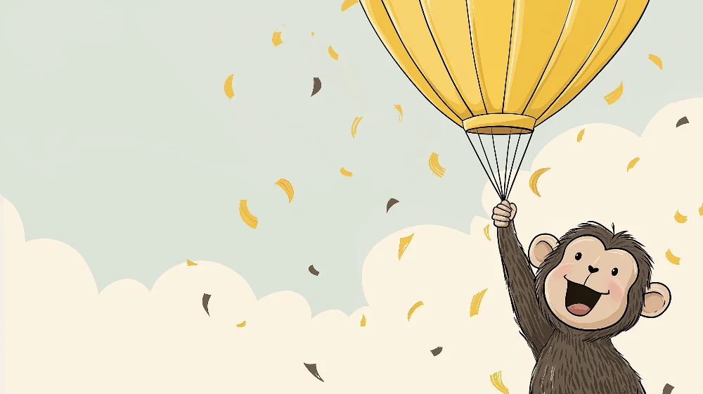 Papel de parede crianç | Macaco feliz e céu colorido