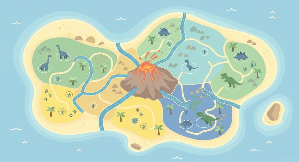 Papel de parede crianç | Mapa da ilha dos dinossauros