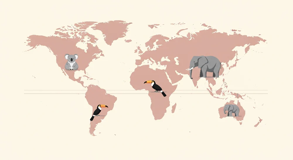 Papel de parede crianç | Mapa-múndi rosa pastel e bege com animais