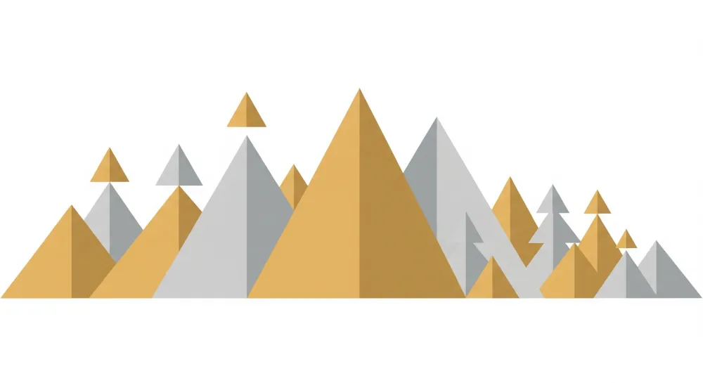 Papel de parede crianç | Montanhas geométricas em tons dourados e prateados