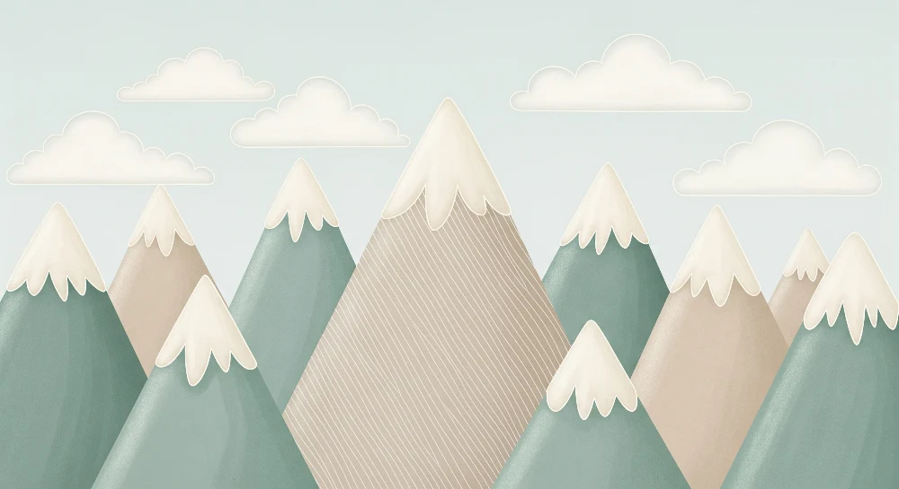 Papel de parede crianç | Montanhas suaves e nuvens calmantes